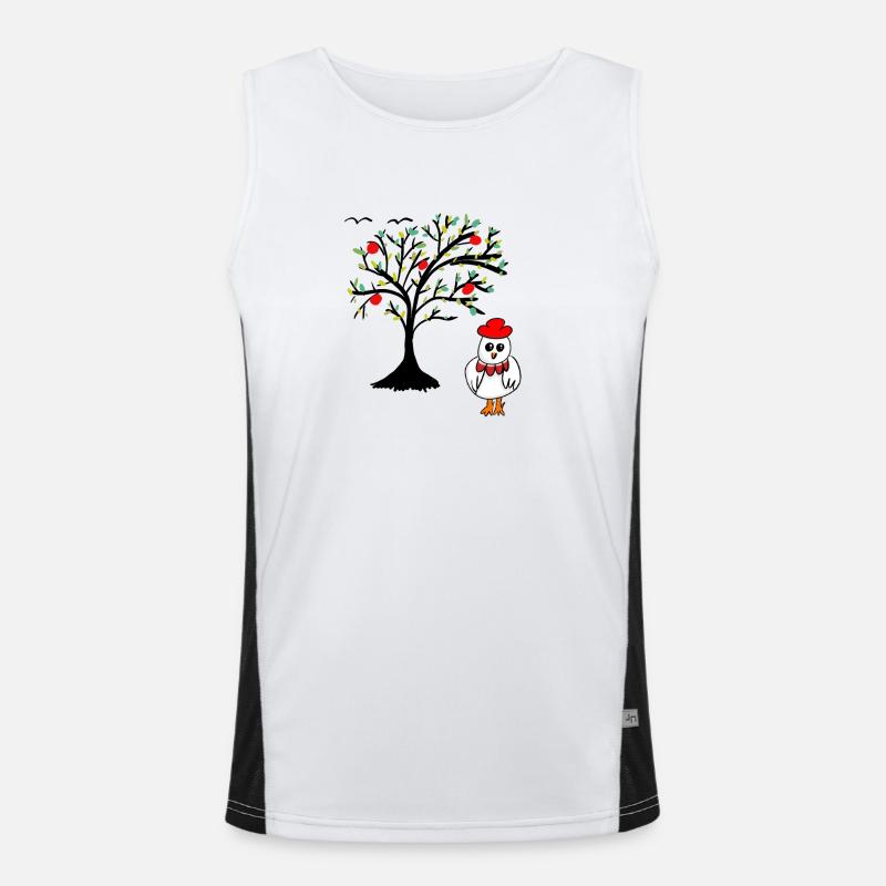 Apple Tree Chicken Hen Chickens Tree - Men's Functional Contrast Tank Top - white/black
