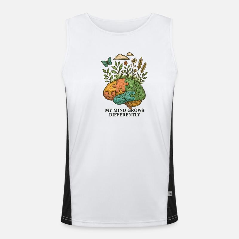 Brain grows differently - Men's Functional Contrast Tank Top  - white/black
