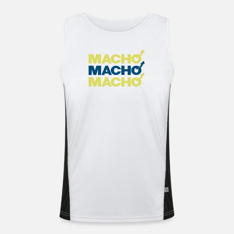 Macho - Men's Functional Contrast Tank Top - white/black