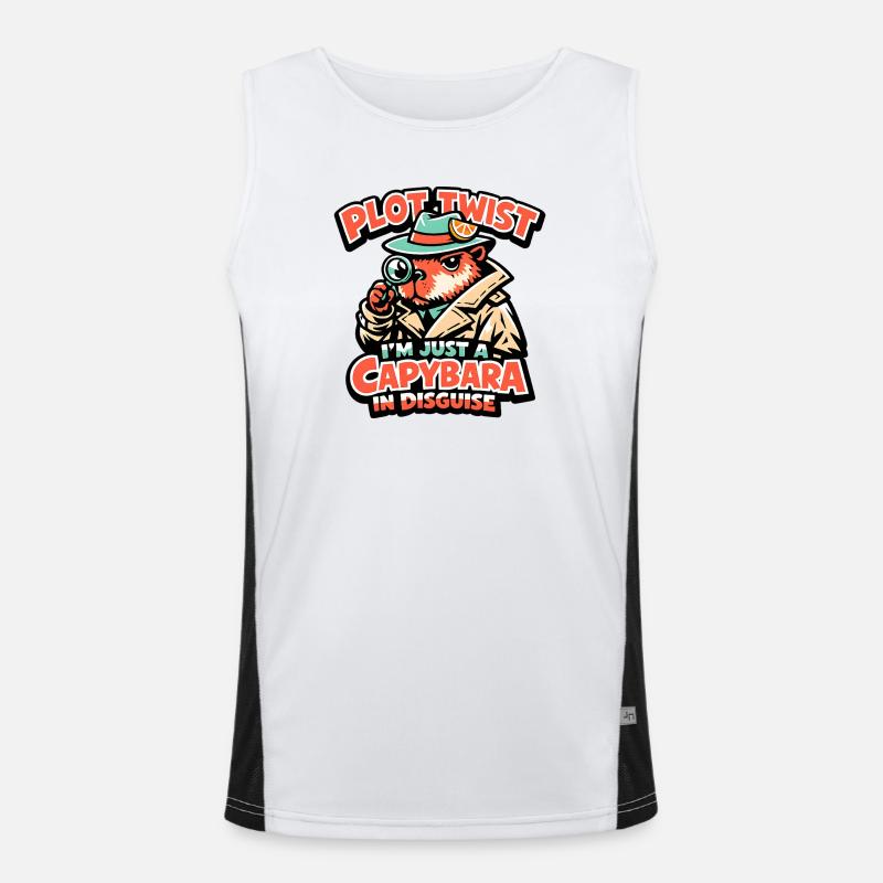 Plot Twist Capybara Detective - Men's Functional Contrast Tank Top - white/black
