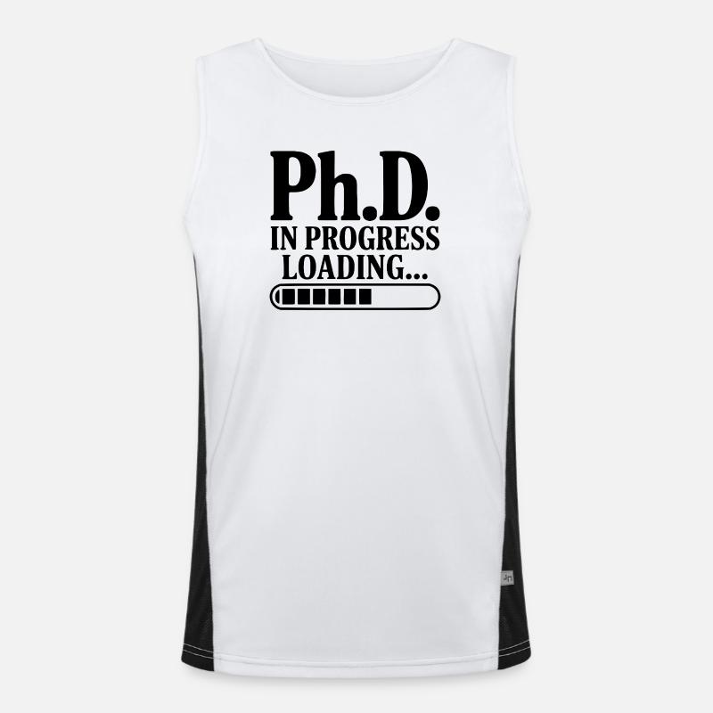 Ph.D. In Progress Loading... - Men's Functional Contrast Tank Top  - white/black