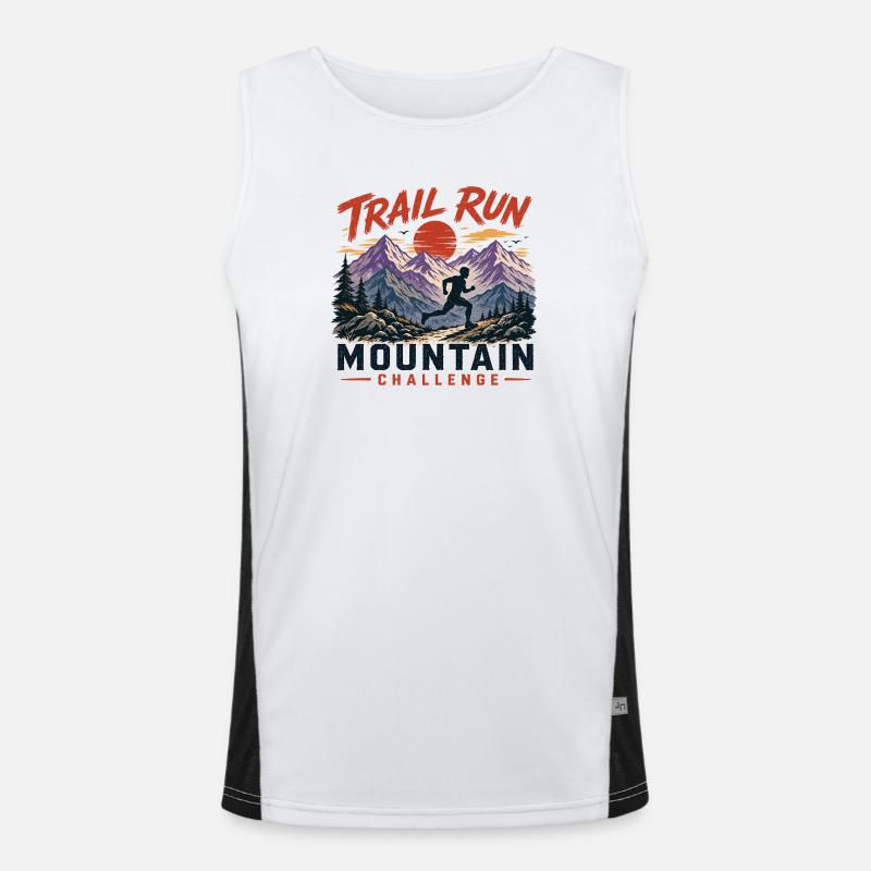 Trail Run - Mountain Challenge - Men's Functional Contrast Tank Top  - white/black