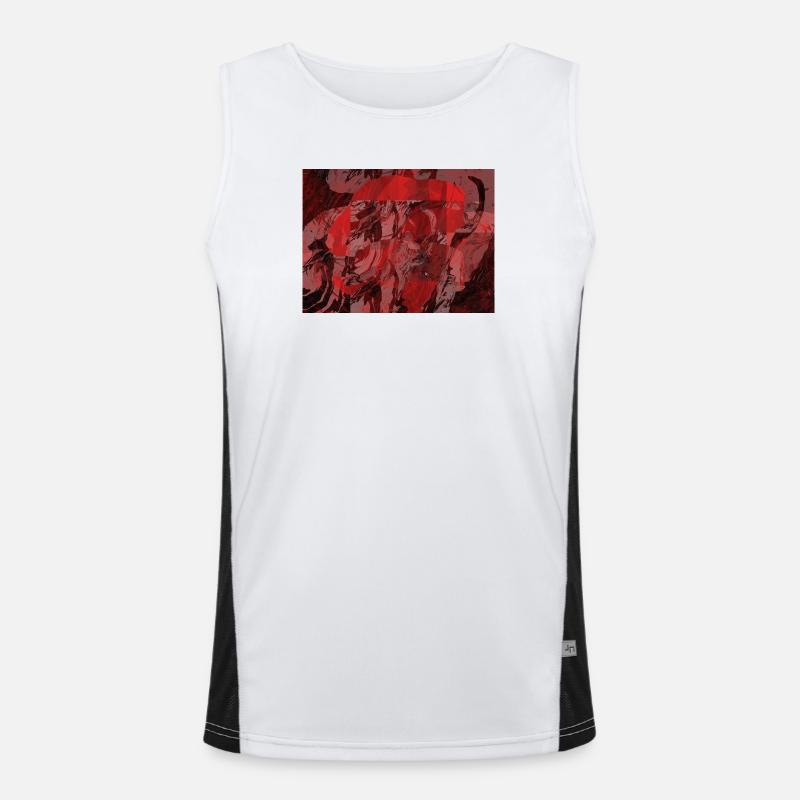 Red Marble Square Overlay Men's Functional Contrast Tank Top 