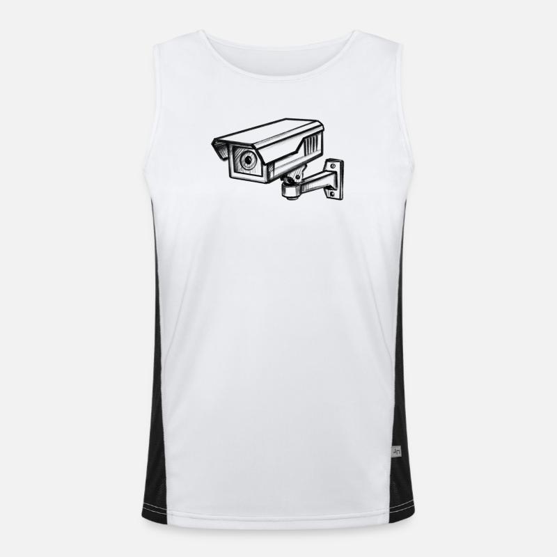 Security Camera Security - Illusionration - Men's Functional Contrast Tank Top - white/black