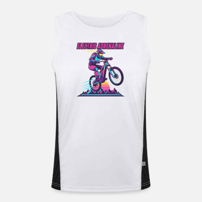 Electric Adrenaline Synthwave E-MTB - Men's Functional Contrast Tank Top - white/black