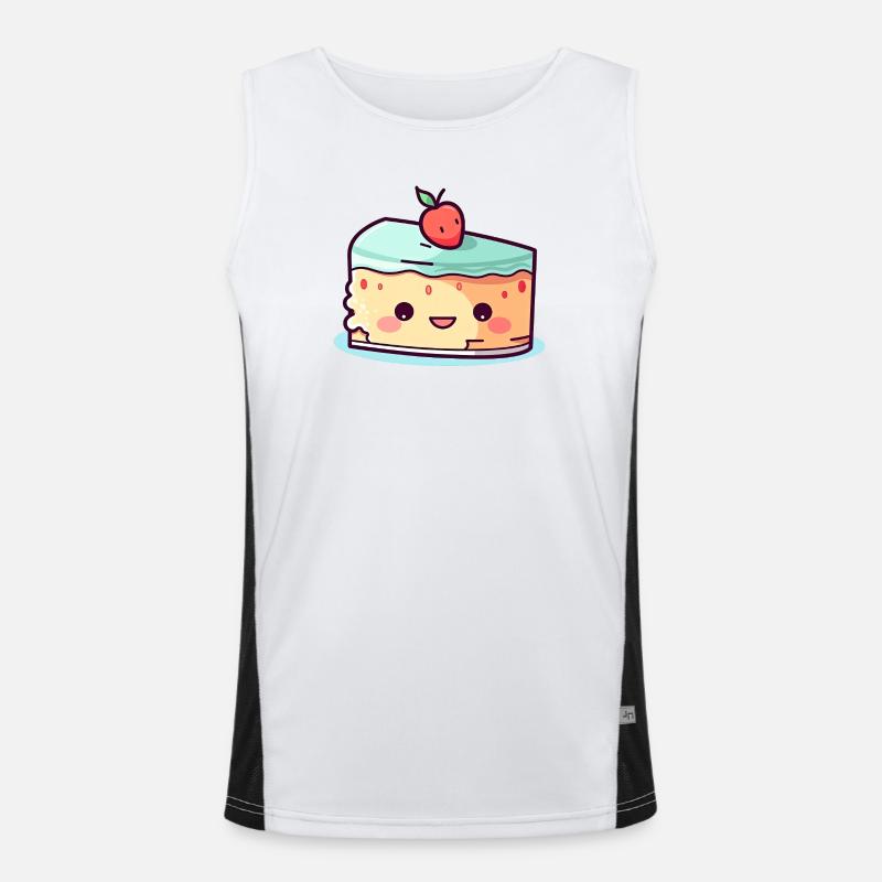 Kawaii Cake Slice with Cherry Men's Functional Contrast Tank Top 