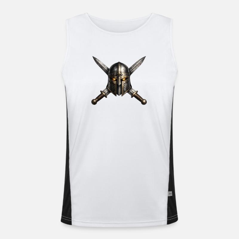 Emblem des mittelalterlichen Ritterhelms Funktionelles Kontrast-Tank Top für Männer