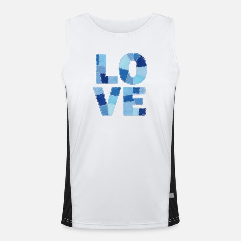 Patchwork Love Blue - Men's Functional Contrast Tank Top - white/black