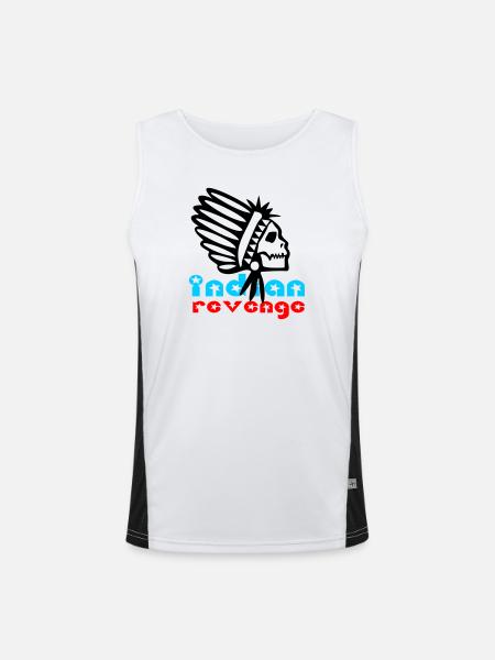 Indian Skull Revenge - Funktionelles Kontrast-Tank Top für Männer - Weiß/Schwarz