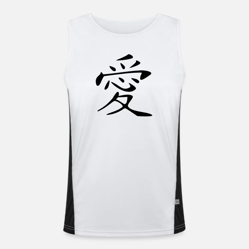 Love Kanji - Men's Functional Contrast Tank Top  - white/black