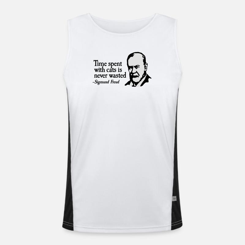 Time spent with cats is never Sigmund Freud Men's Functional Contrast Tank Top 