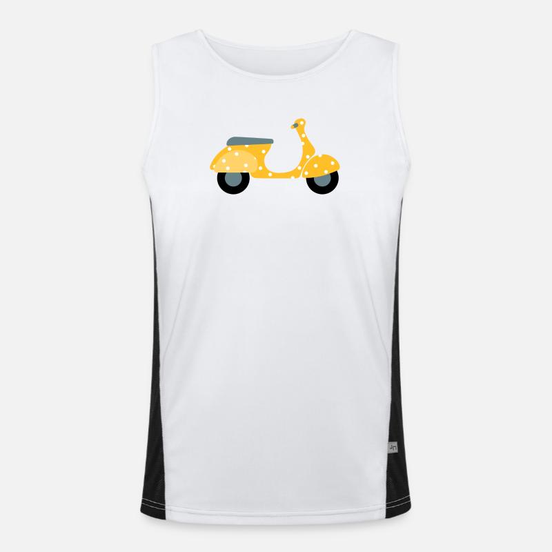 Scooter Dots Yellow Pattern Points Vacances Été Fun Débardeur respirant contrasté Homme 