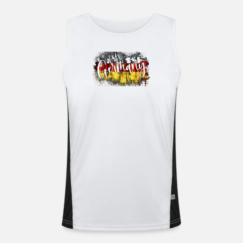 Germany Flag Black, Red Gold National Pride Men's Functional Contrast Tank Top 
