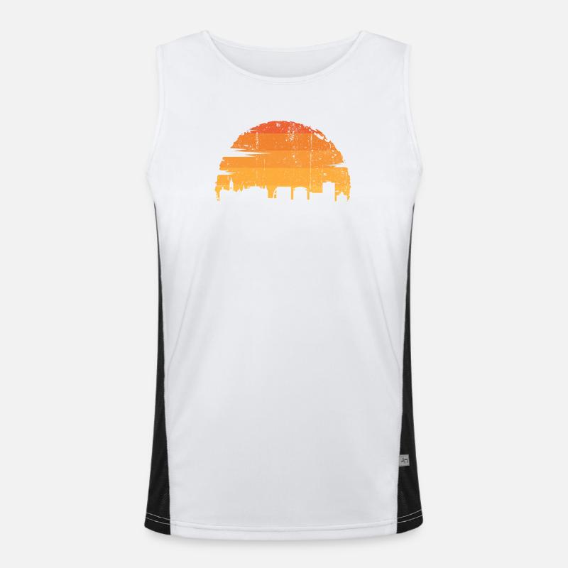 Coucher de soleil Skyline Coup de pinceau Débardeur respirant contrasté Homme 