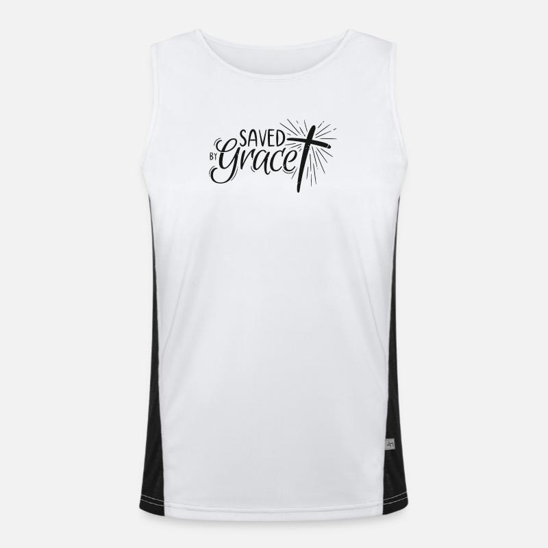 Saved by Grace Lettering Funktionelles Kontrast-Tank Top für Männer 