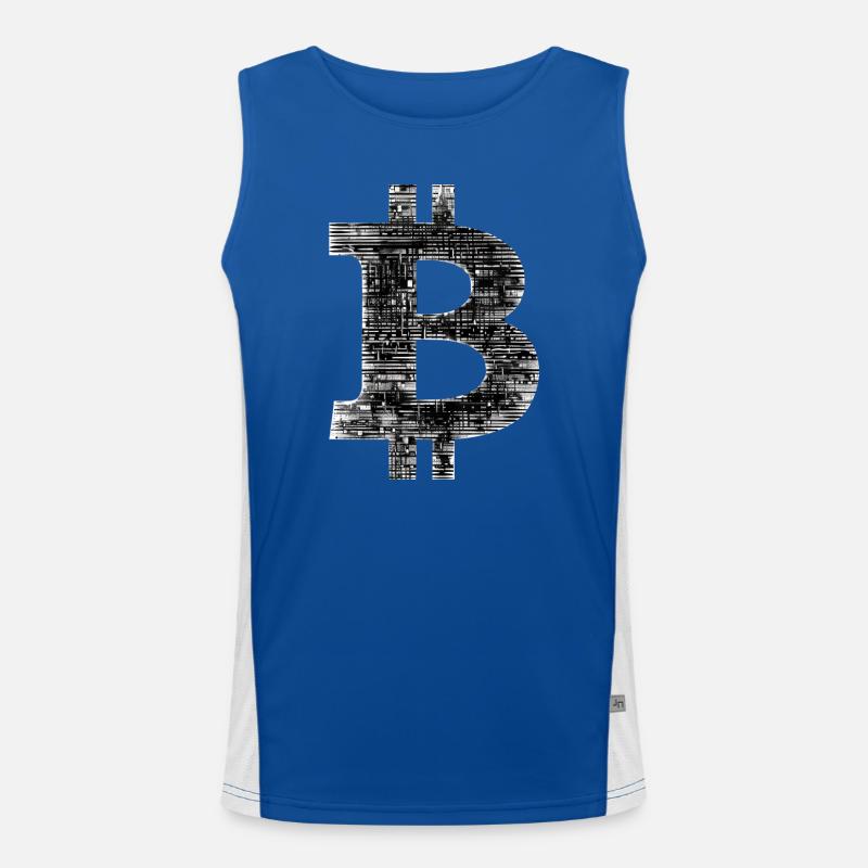 Bitcoin Logo Digital Silhouette Symbol Funktionelles Kontrast-Tank Top für Männer 