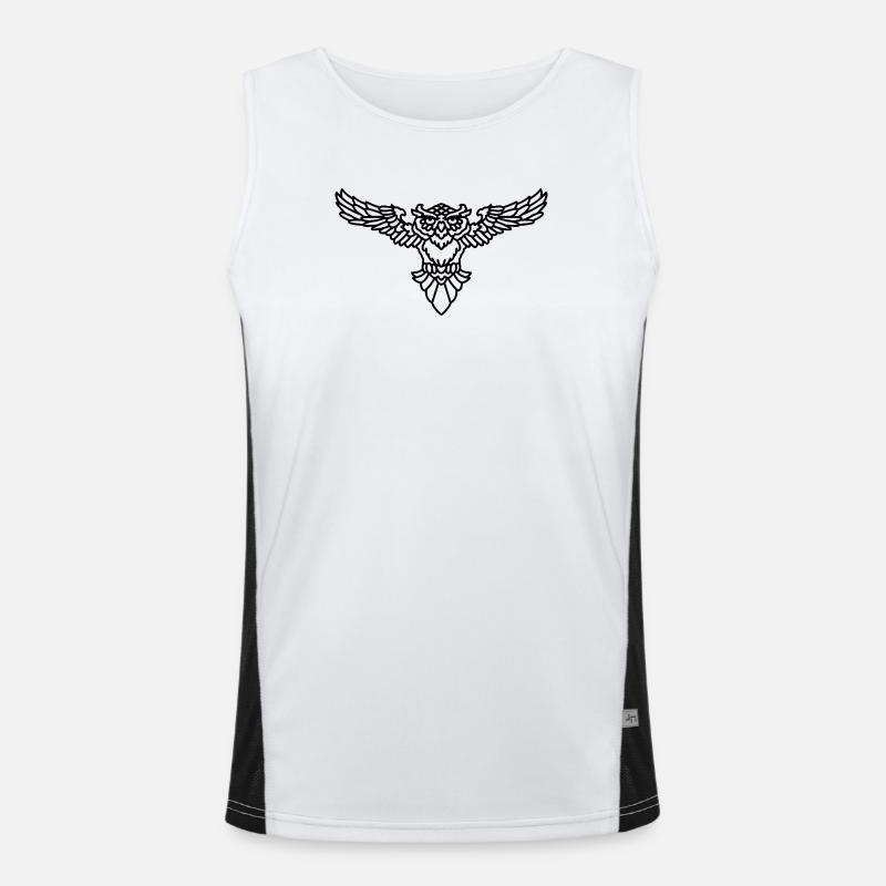 Eule Tribal Tattoo – mystisches Eulenmotiv Funktionelles Kontrast-Tank Top für Männer 