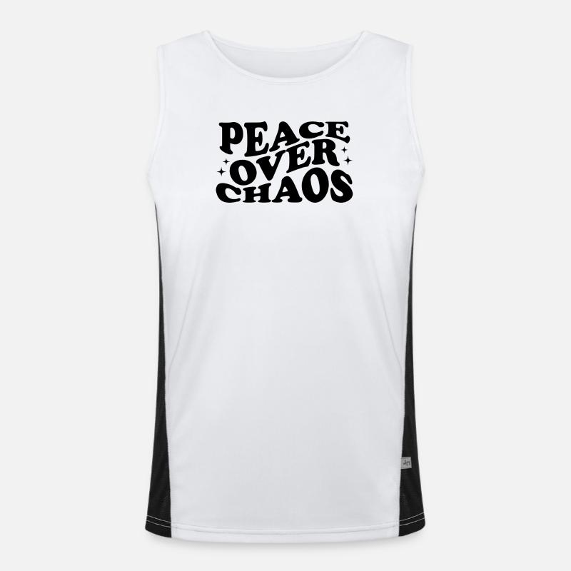 Peace Over Chaos – Statement Typografie Funktionelles Kontrast-Tank Top für Männer 