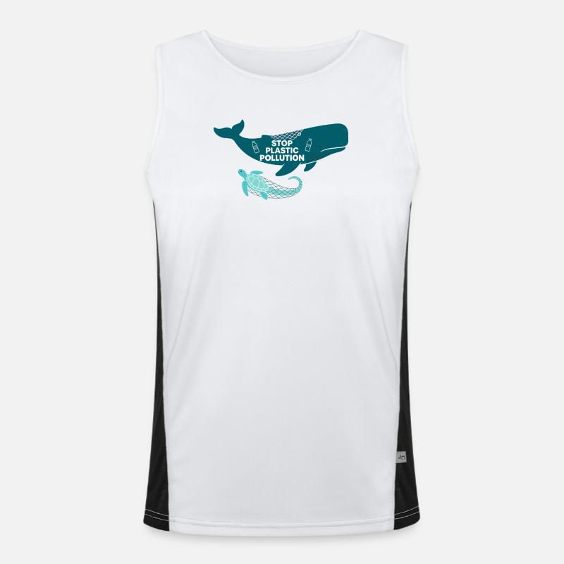 Stop Plastic Pollution, whale and turtle Men's Functional Contrast Tank Top 