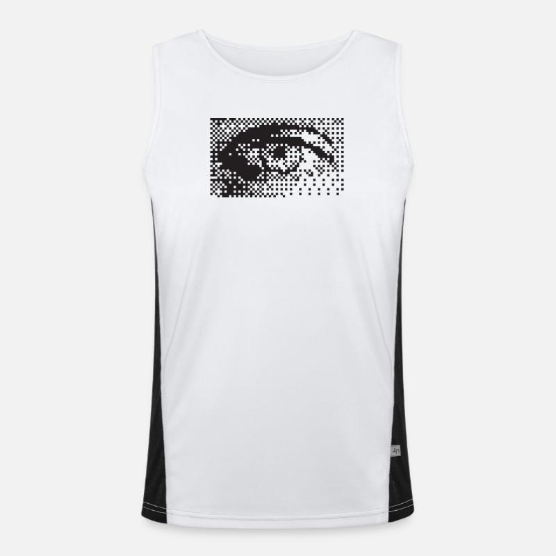 Midnight Pixel Eye Pattern - Men's Functional Contrast Tank Top  - white/black