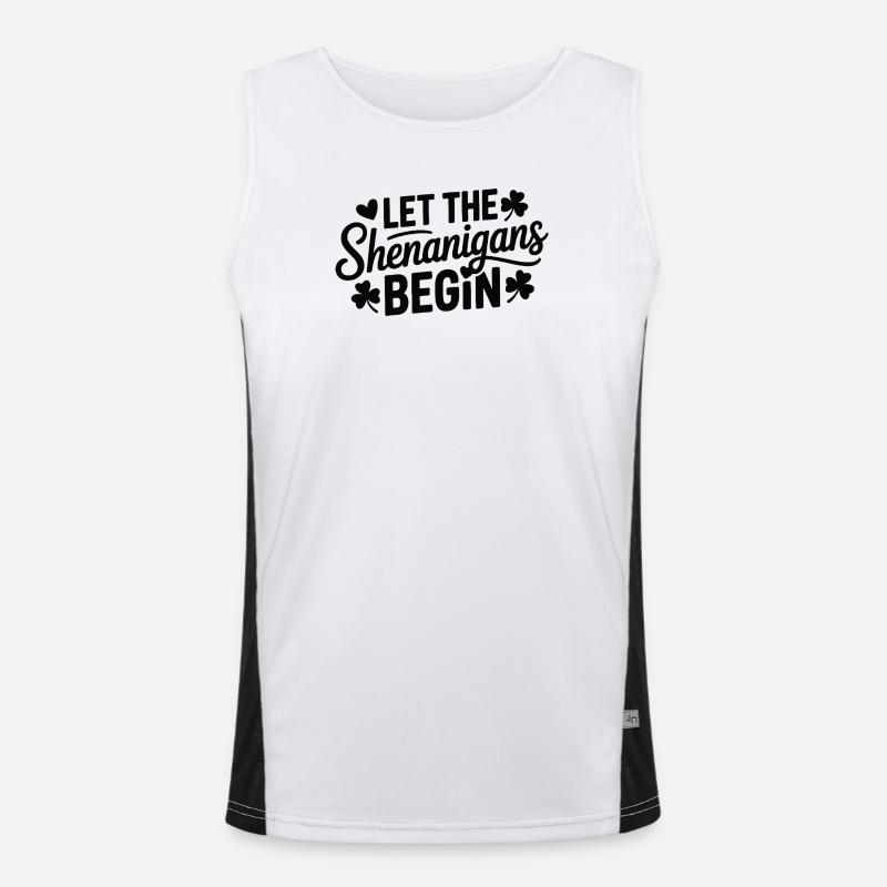Shenanigans Begin Shamrock Script - Men's Functional Contrast Tank Top  - white/black