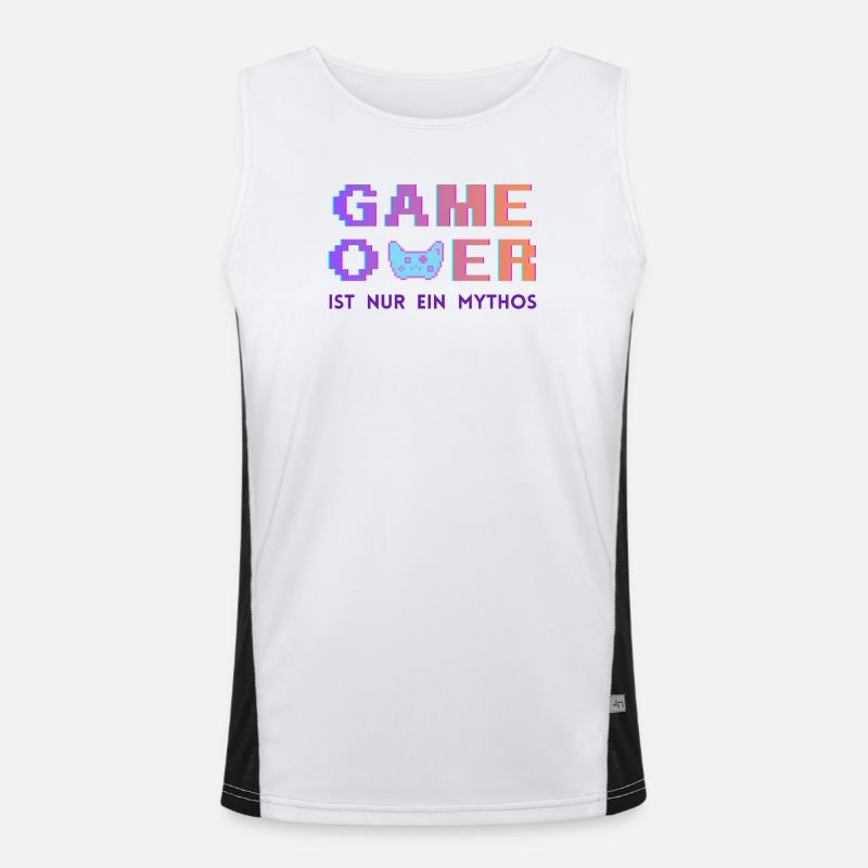 Game Over Mythos Pixel Gradient - Men's Functional Contrast Tank Top  - white/black