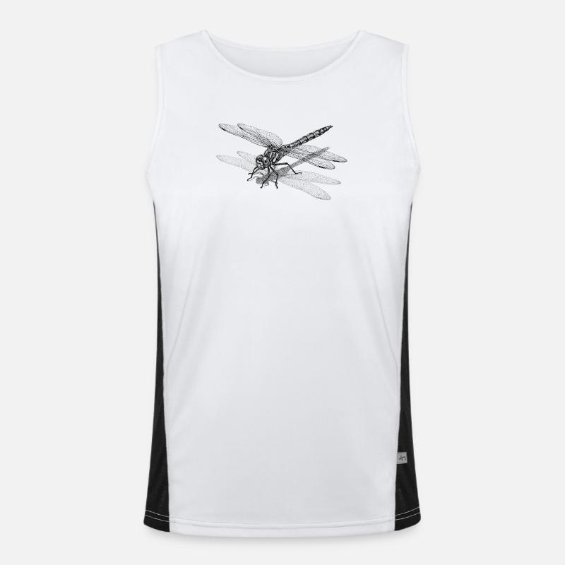 Libelle Dotwork Grafik - Minimalistisches Motiv Funktionelles Kontrast-Tank Top für Männer 