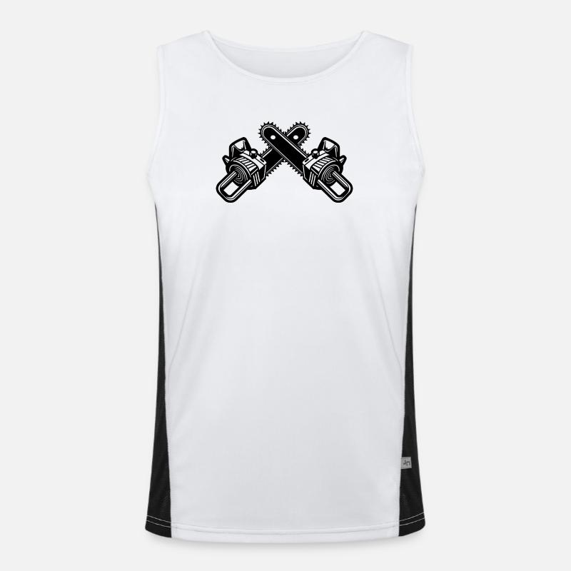 Crossed Chainsaws - Men's Functional Contrast Tank Top  - white/black