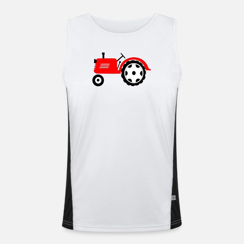 Tracteur agricole rouge machine agricole Débardeur respirant contrasté Homme 