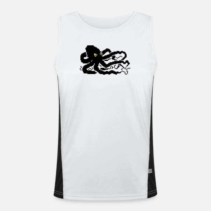 8bit pixel octopus Funktionelles Kontrast-Tank Top für Männer 