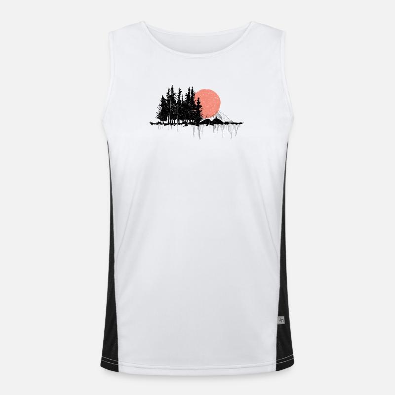 Night Forest Silhouette Design Men's Functional Contrast Tank Top 