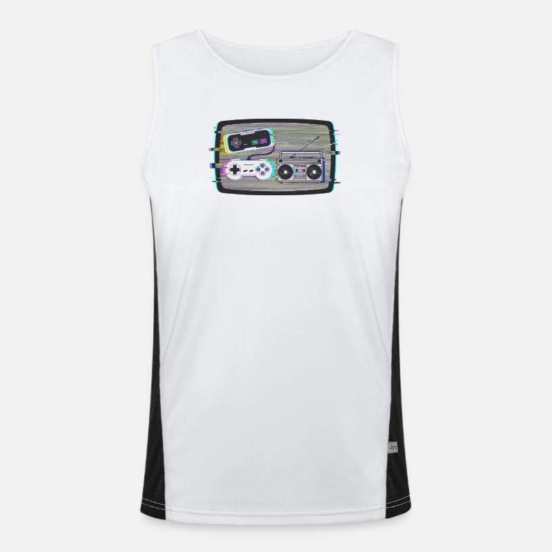 Glitchy Nostalgie Funktionelles Kontrast-Tank Top für Männer 