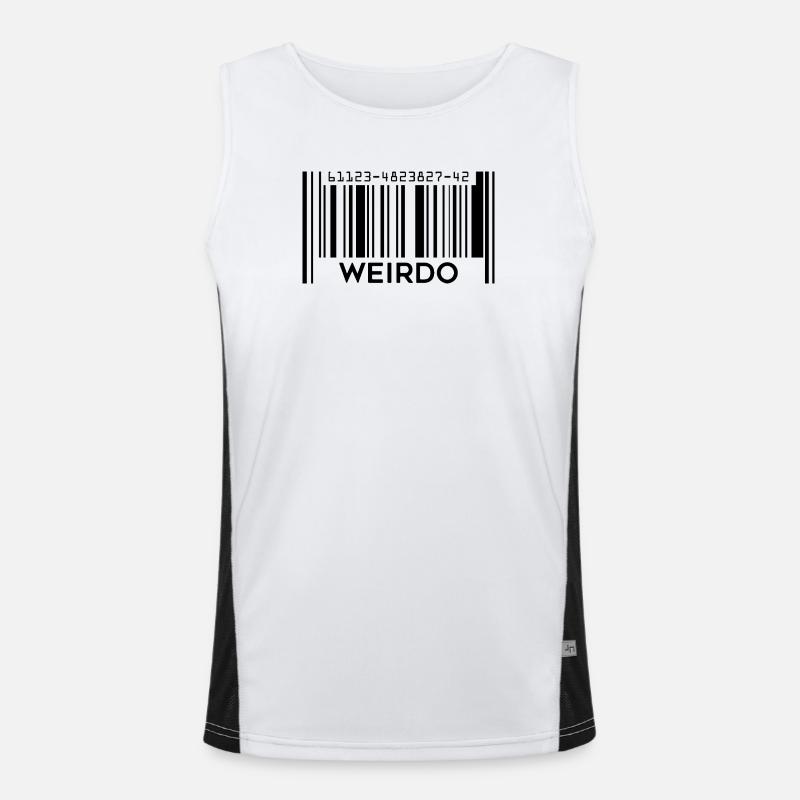 Weirdo Barcode Shirt Geek Feiern Seltsamkeit Funktionelles Kontrast-Tank Top für Männer 