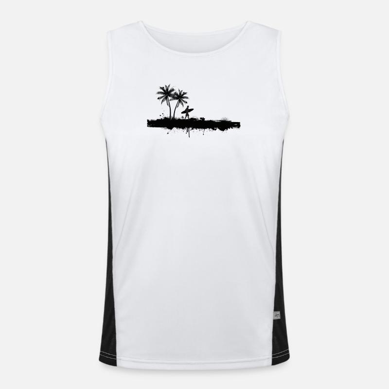 Surfeur Silhouette de Palm Beach Débardeur respirant contrasté Homme 