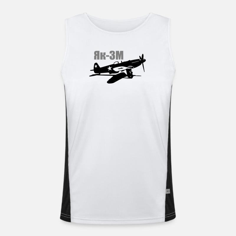 Yak-3 M - Men's Functional Contrast Tank Top  - white/black