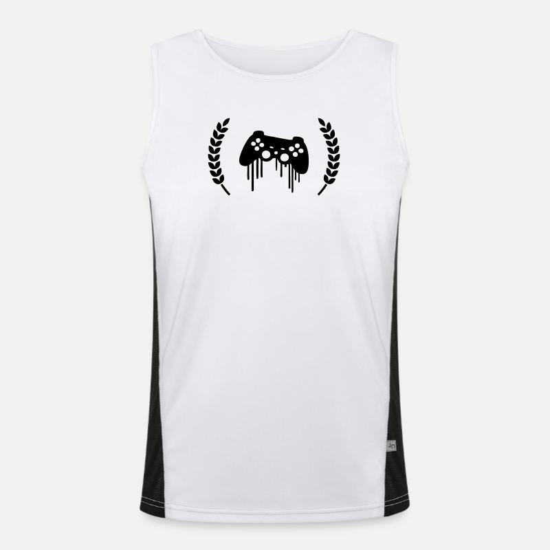 Gaming Controller Wreath Crest - Men's Functional Contrast Tank Top  - white/black