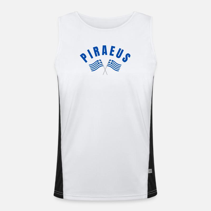 Piraeus Harbour Waves Emblem Men's Functional Contrast Tank Top 