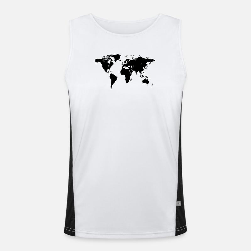 World Map Funktionelles Kontrast-Tank Top für Männer 