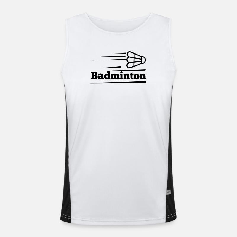 Badmintontext mit überfliegendem Shuttle Funktionelles Kontrast-Tank Top für Männer 