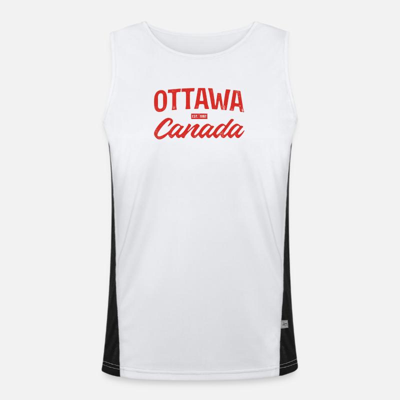 Ottawa Kanada Retro Script Rot Funktionelles Kontrast-Tank Top für Männer 