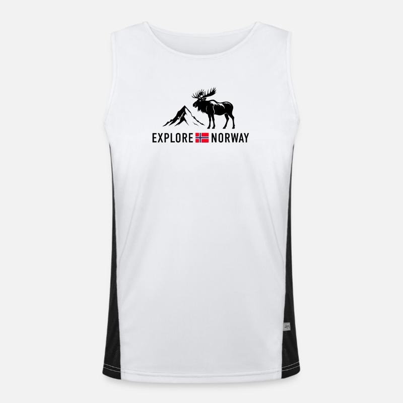 Explore Norway | Scandinavia Norway Mountains Nature Men's Functional Contrast Tank Top 