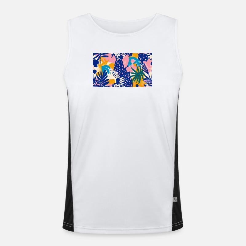 Tropical Abstract Pattern - Men's Functional Contrast Tank Top  - white/black