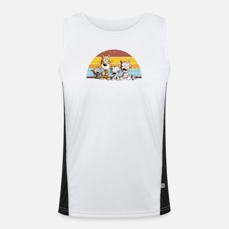 Droll Cats Dessin animé Vintage Chat Lover Débardeur respirant contrasté Homme 