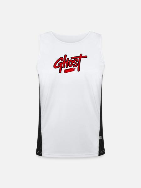Ghostly Lipstick Illustration Design - Men's Functional Contrast Tank Top  - white/black - Front