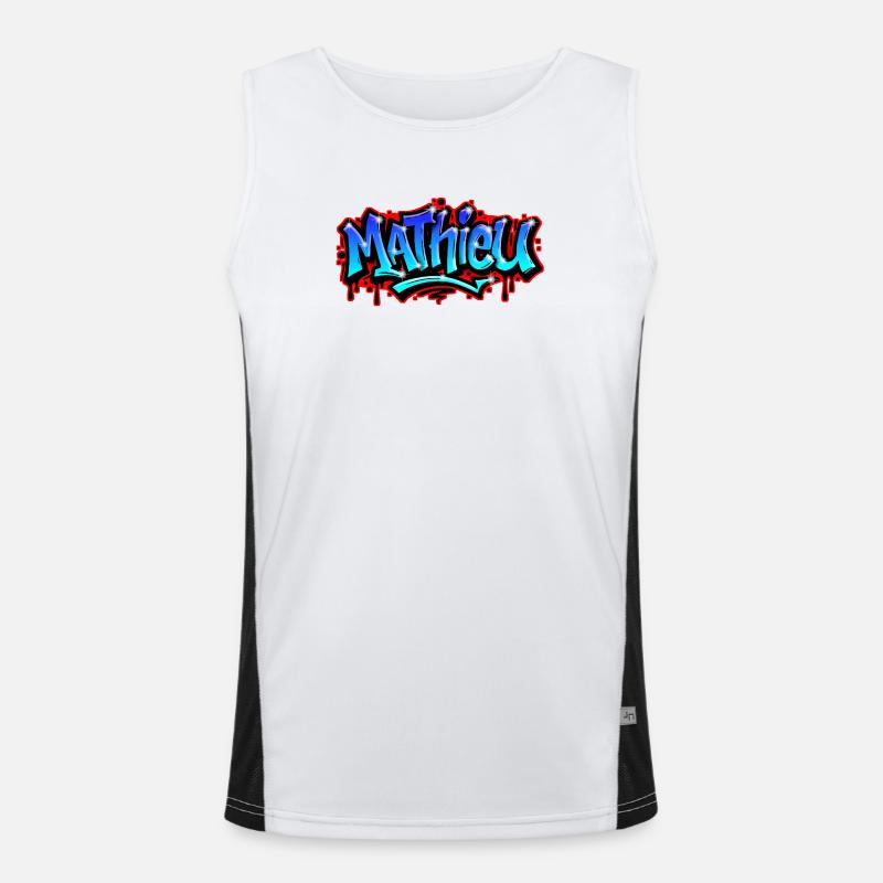 Mathieu Graffitiprintable name Urban Blue Men's Functional Contrast Tank Top 