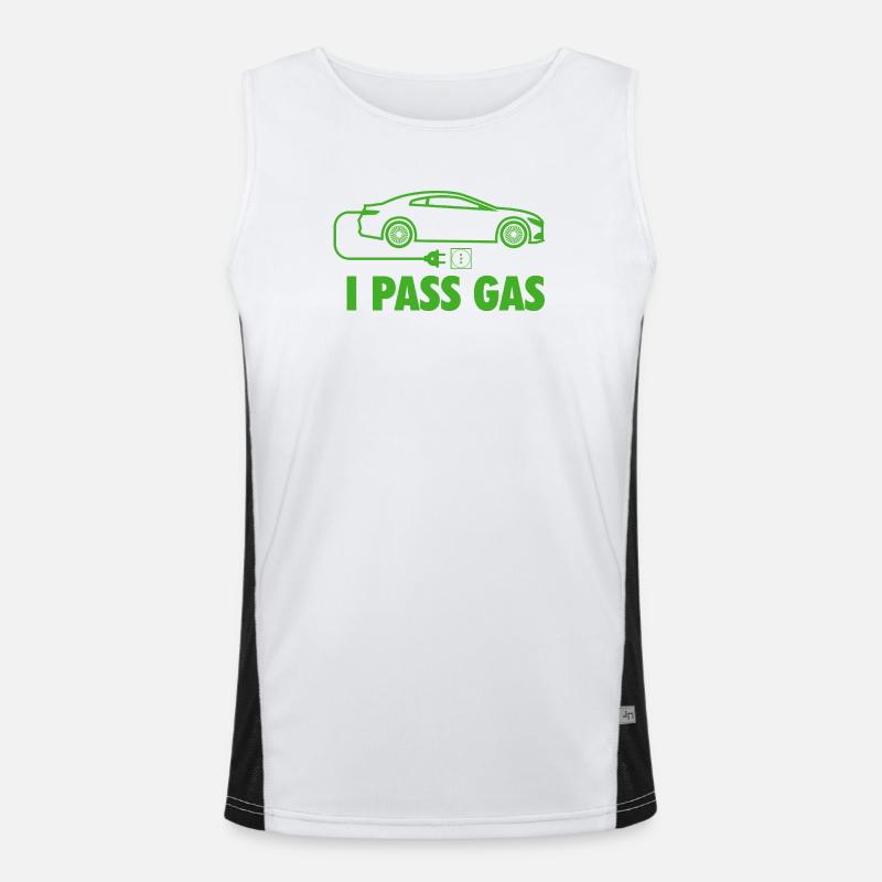 I Pass Gas Electric Car EV Zero Emission Pun Men's Functional Contrast Tank Top 
