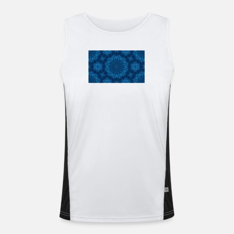 Blue Ocean Mandala Pattern – Abstract Water Kaleid Men's Functional Contrast Tank Top 