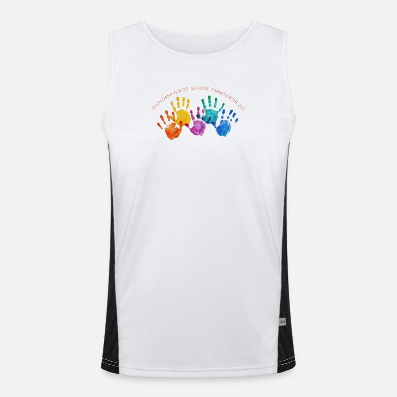 Farbenreiche Handabdrücke Dankzeit Funktionelles Kontrast-Tank Top für Männer 