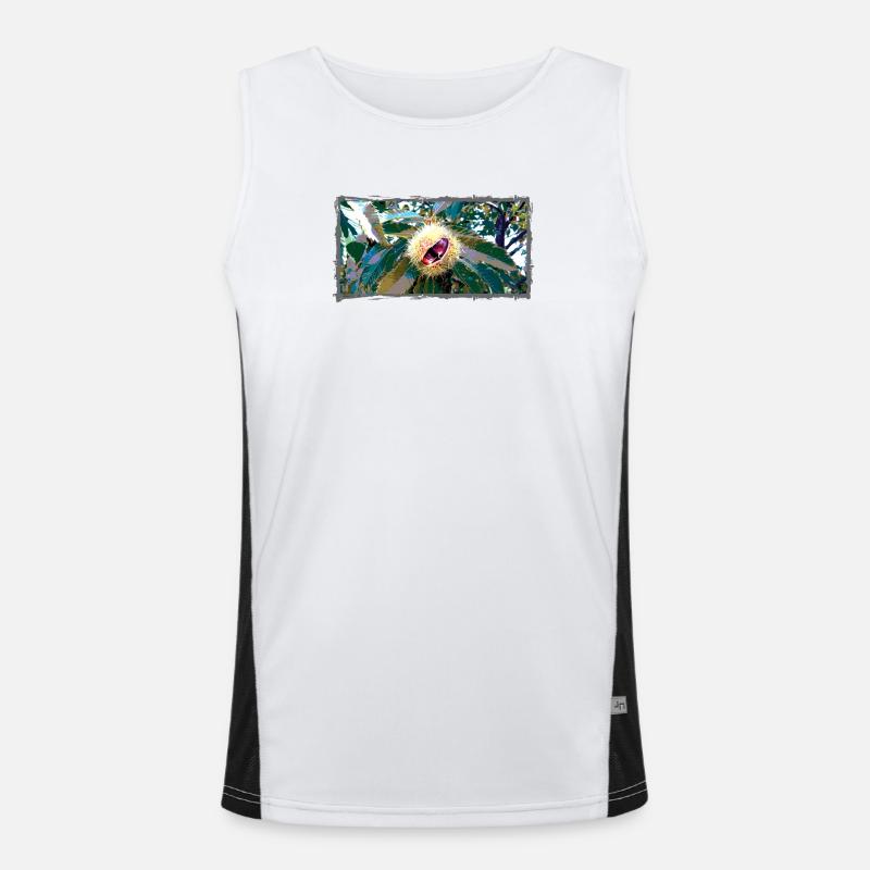 Chestnut in pointed leaf design Men's Functional Contrast Tank Top 