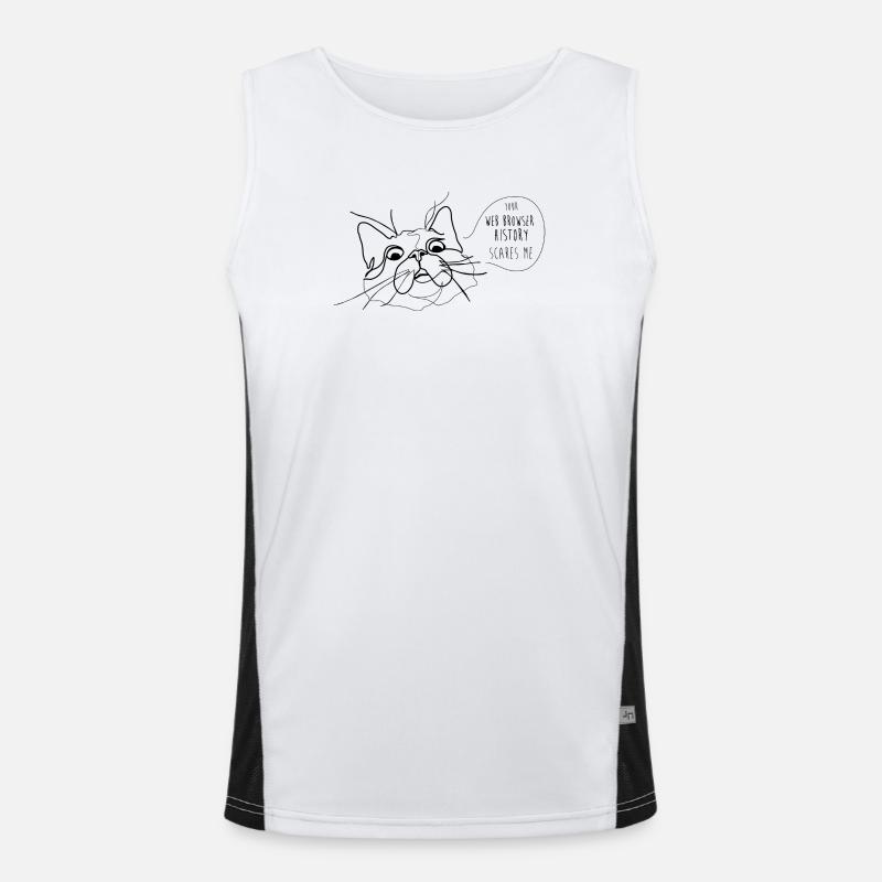 Cat Meme - Scary Web Browser History Men's Functional Contrast Tank Top 
